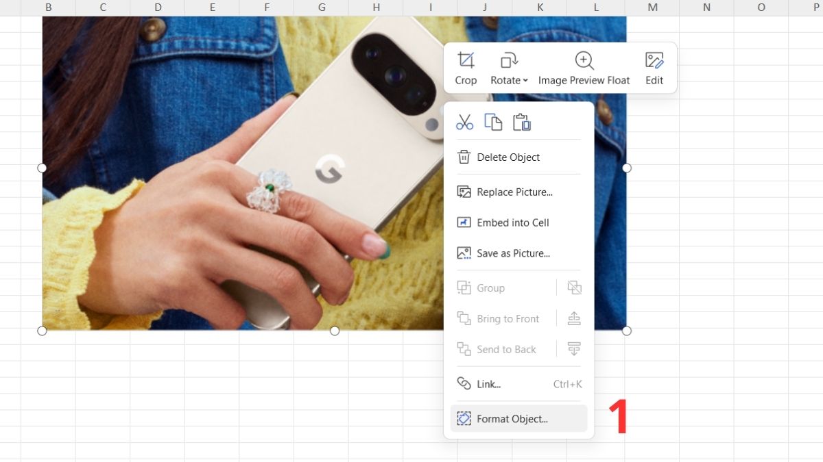 Cách cố định ảnh khi chèn vào ô trong Excel bước 1