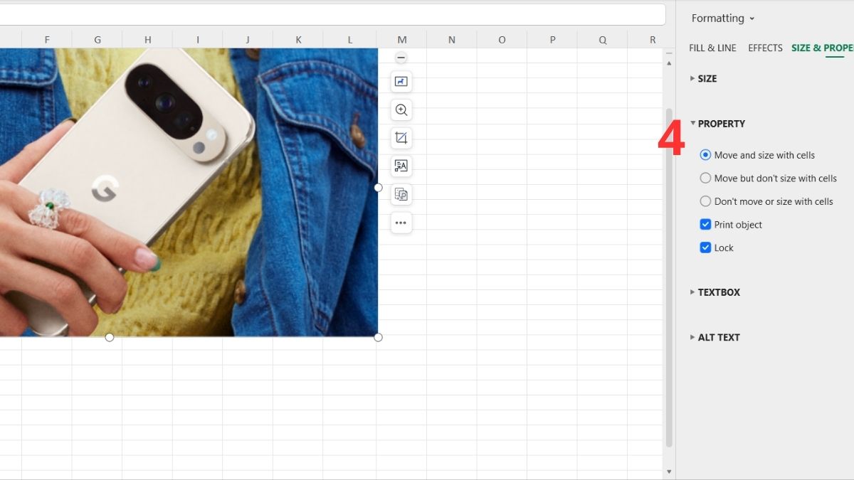 Cách cố định ảnh khi chèn vào ô trong Excel bước 3