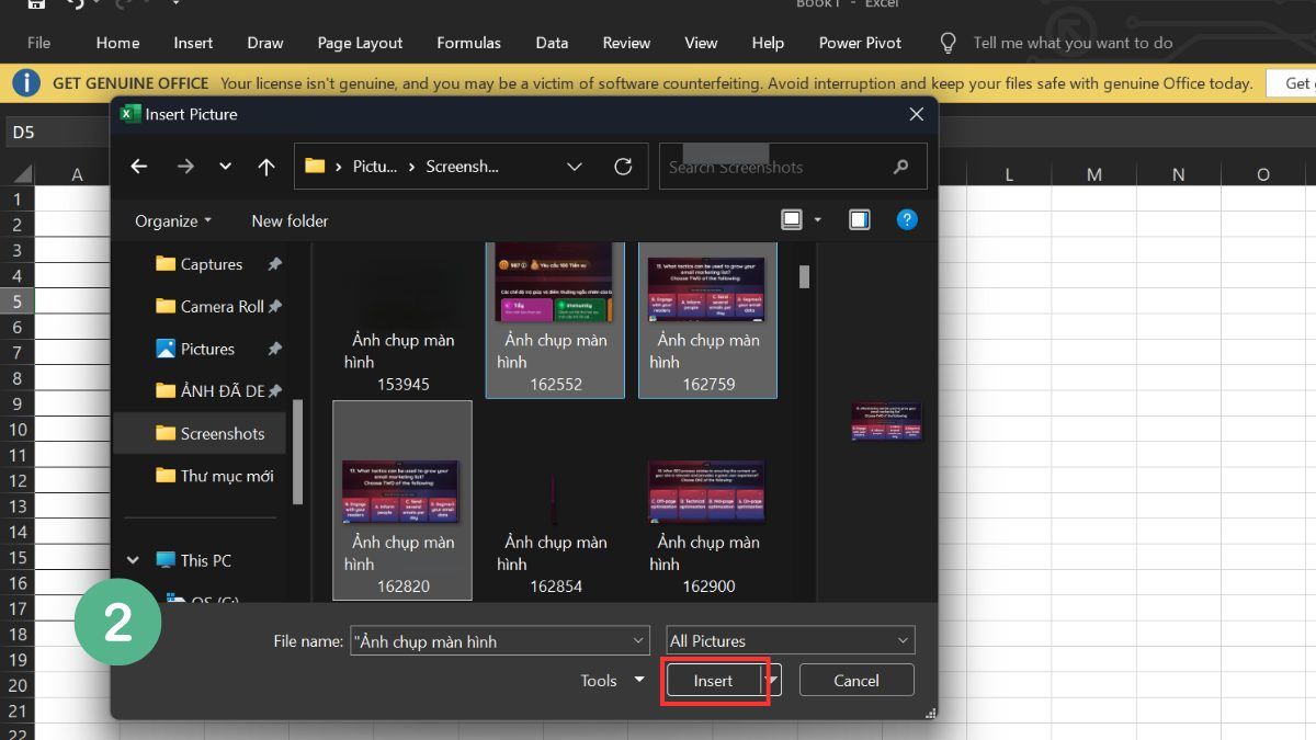 Hướng dẫn cách chèn ảnh vào Excel vừa ô đơn giản bước 2