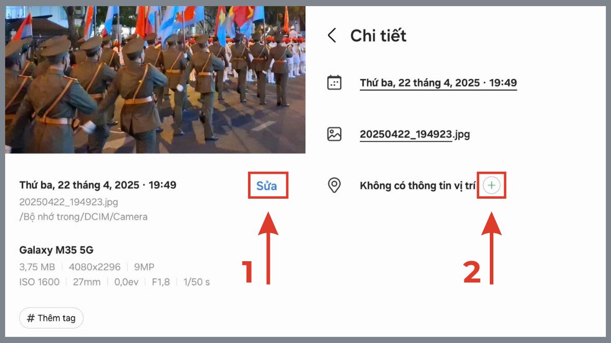 Cách chèn định vị vào ảnh có sẵn trên Android bước 3 (Hình minh họa)