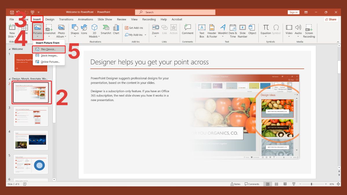Cách chèn GIF có sẵn vào PowerPoint trên máy tính bước 2