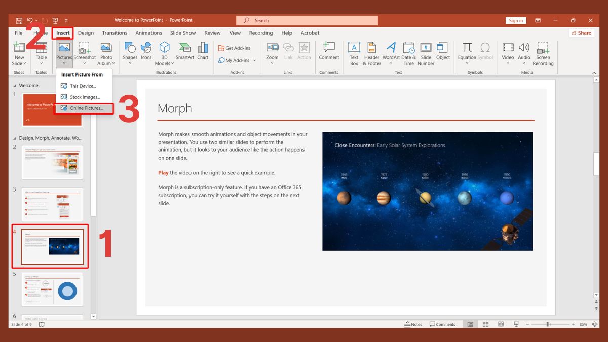 Chèn GIF vào PowerPoint từ Online Picture bước 1