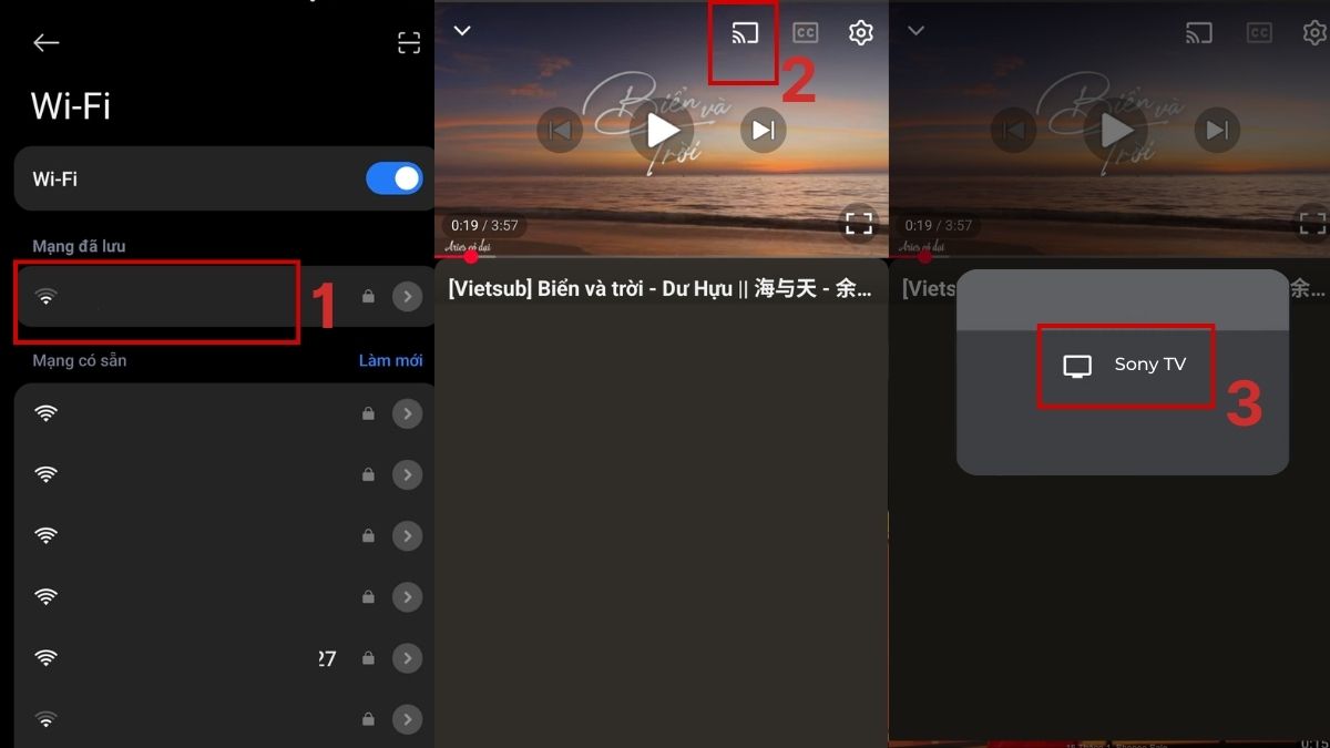 Kết nối màn hình điện thoại lên tivi Sony với Google Cast bước 1