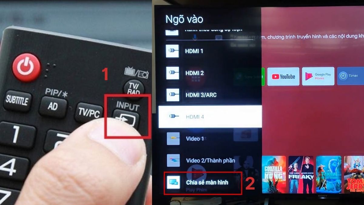 Chiếu màn hình điện thoại lên tivi Sony bằng Screen Mirroring bước 1