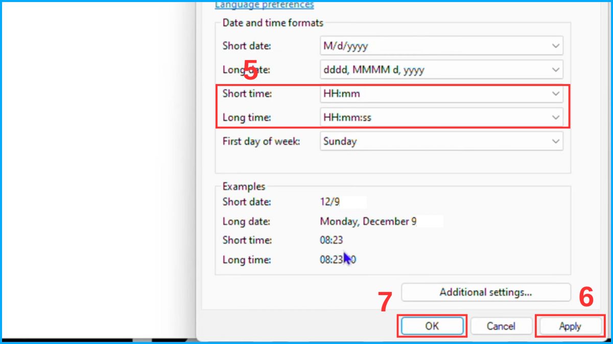 Cách chỉnh 24 giờ trên máy tính Win 11 bước 3