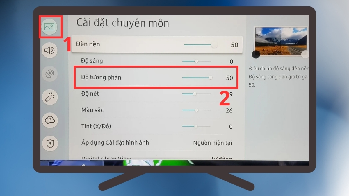 Điều chỉnh độ tương phản (Contrast) cho tivi đời cũ