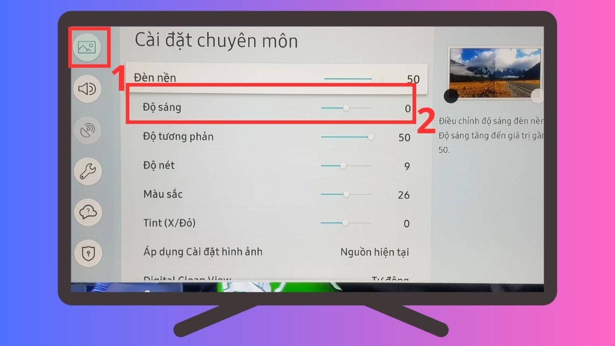 Điều chỉnh độ sáng (Brightness) cho tivi đời cũ
