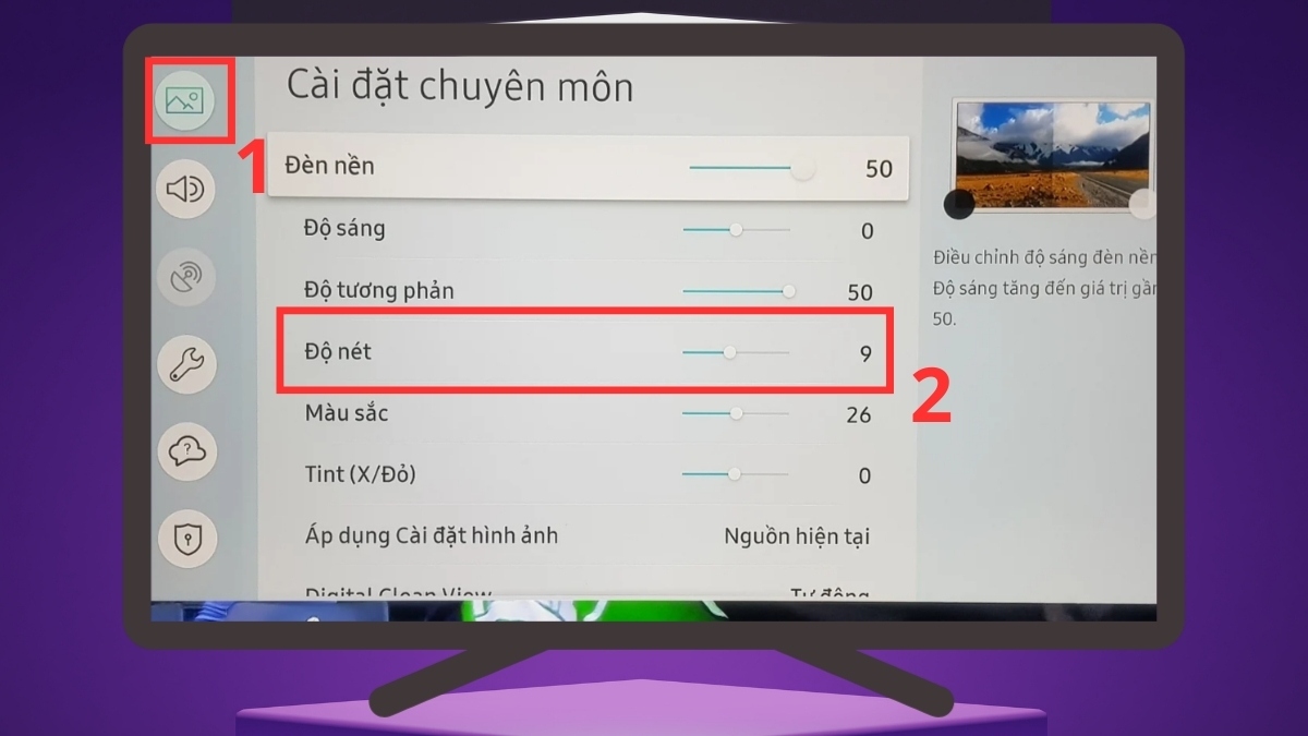 Điều chỉnh độ sắc nét (Sharpness) cho tivi đời cũ