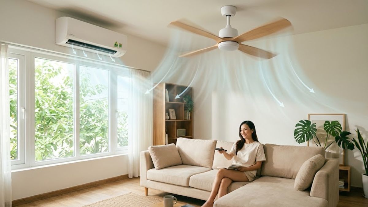 Kết hợp thêm quạt để luân chuyển hơi lạnh của điều hòa
