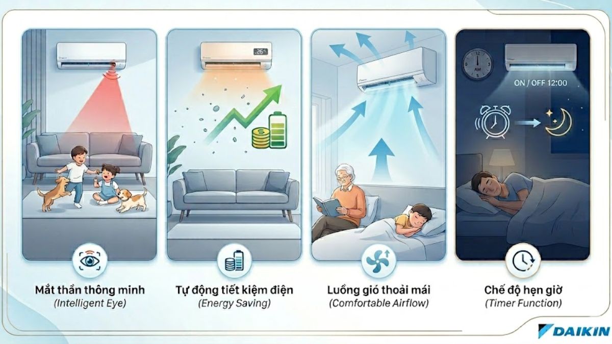 Những tính năng nổi bật khác trên máy lạnh Daikin