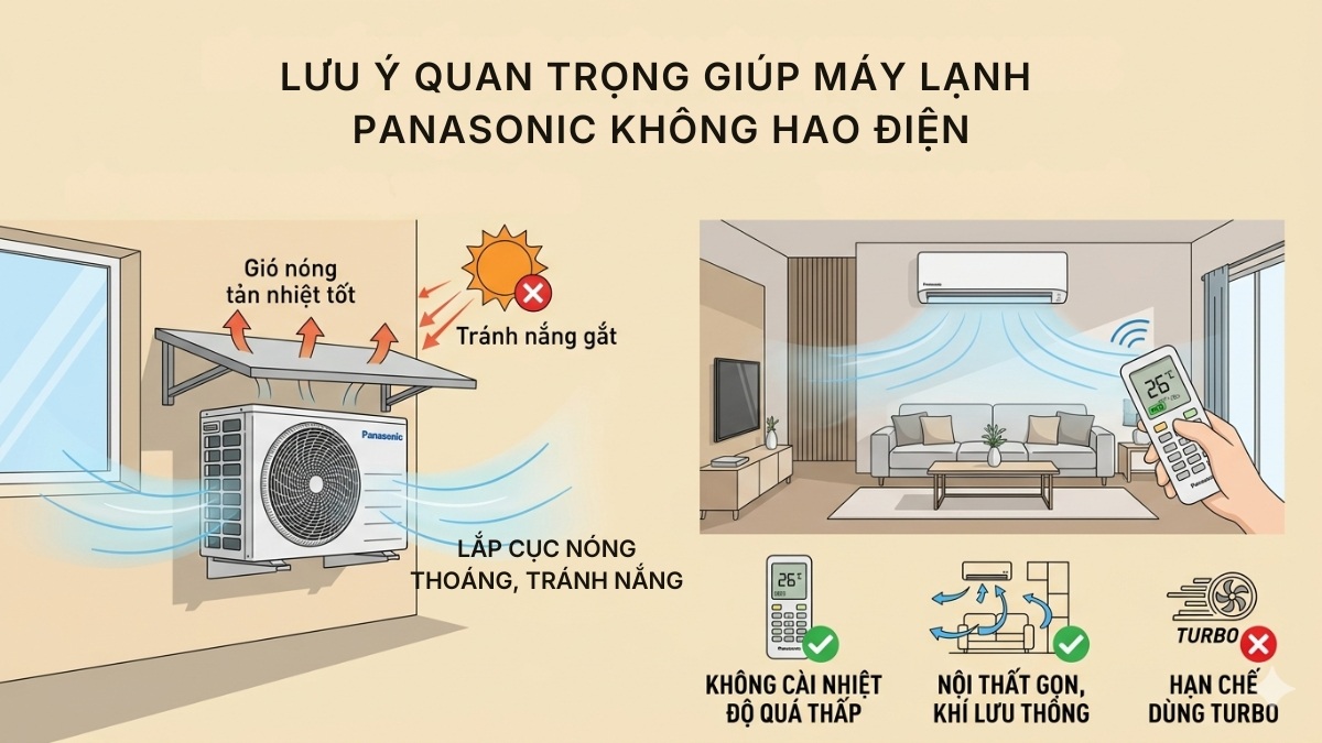 Lưu ý quan trọng giúp máy lạnh Panasonic không hao điện