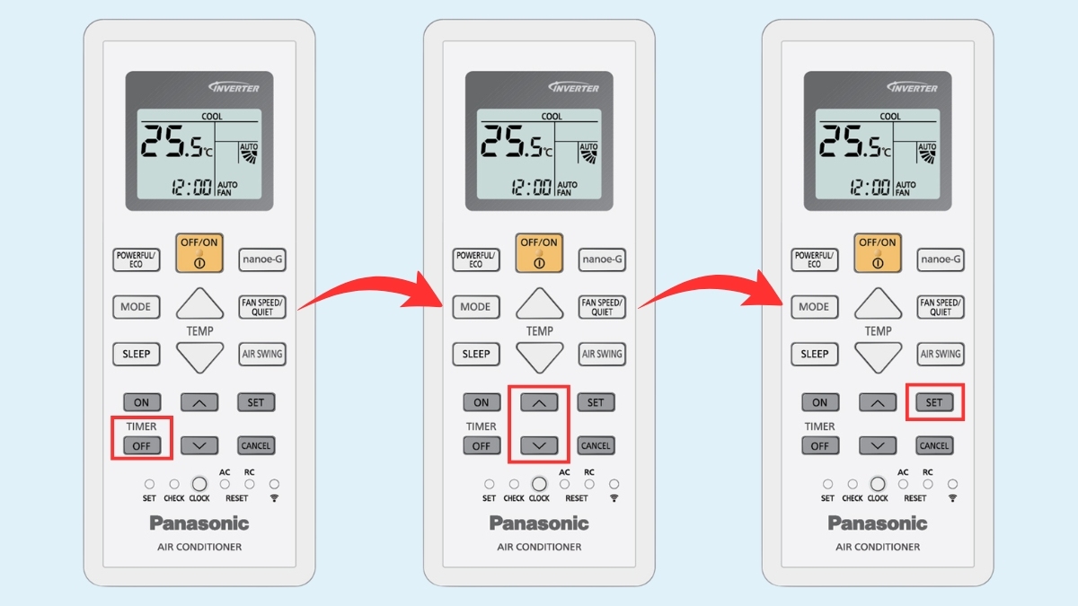 Bấm nút OFF ở vùng TIMER trên remote