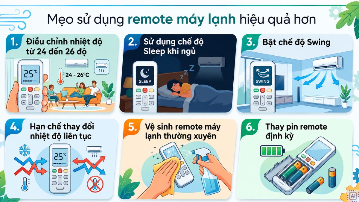 Mẹo sử dụng remote máy lạnh hiệu quả hơn