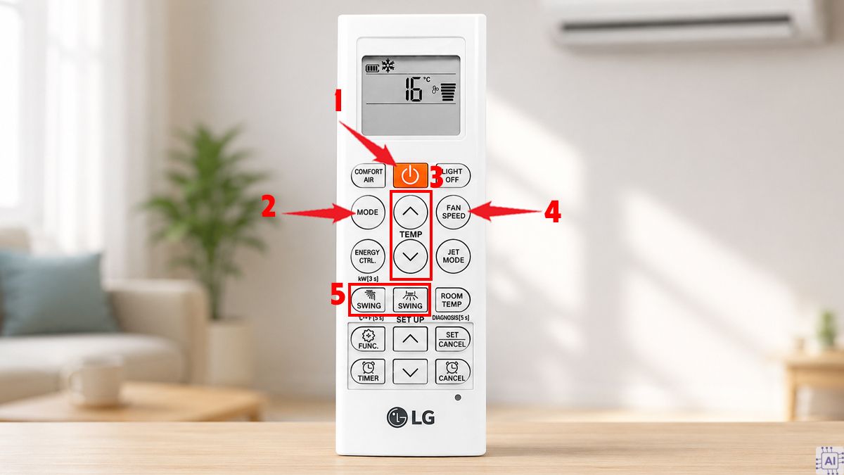 Cách chỉnh remote máy lạnh để làm lạnh nhanh bước 1
