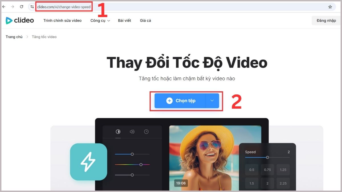 Chỉnh tốc độ video trong PowerPoint bằng trang web bước 1