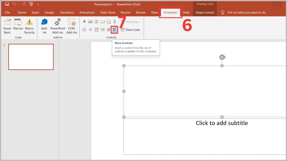 Nhấn vào More Controls tại phần Controls