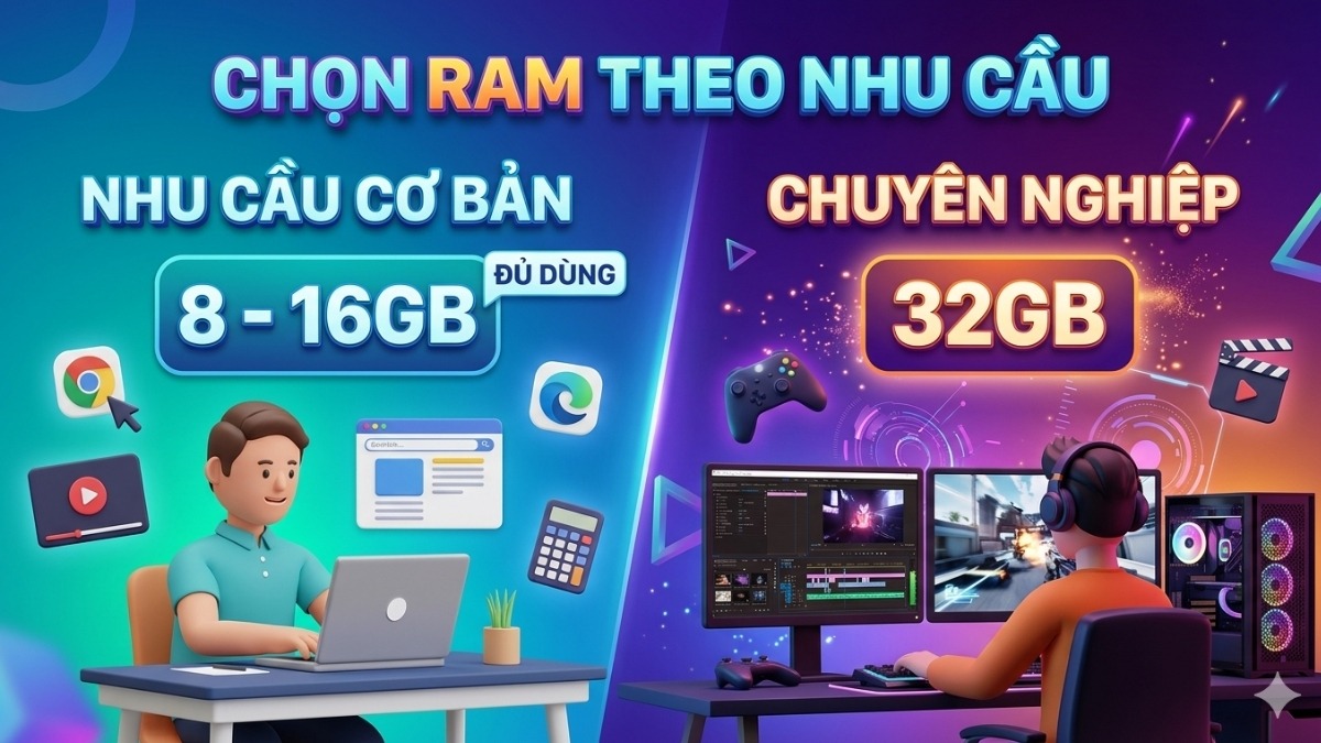 Chọn dung lượng RAM theo nhu cầu