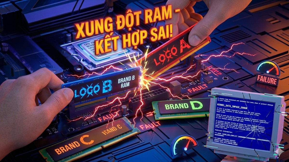 Kết hợp các thanh RAM khác nhà sản xuất