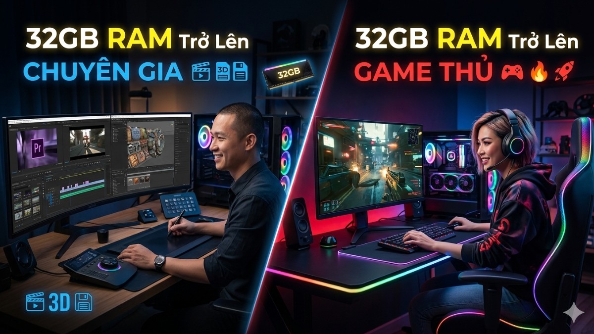 Game thủ và chuyên gia máy tính có thể chọn RAM từ 32GB trở lên