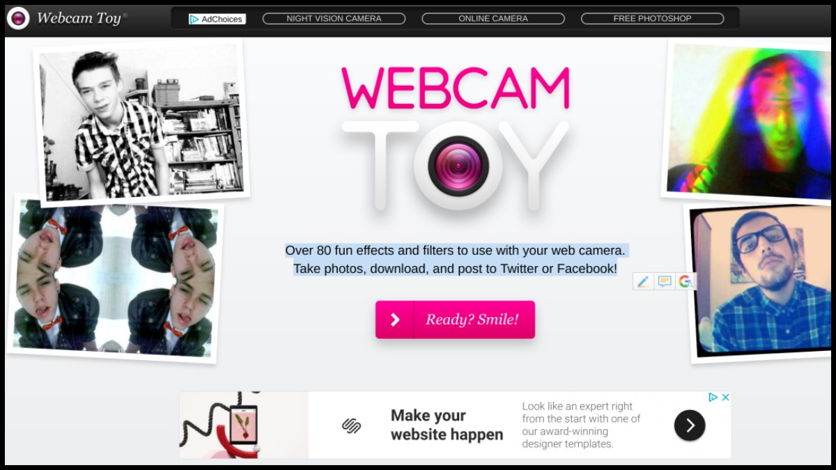 Chụp ảnh bằng laptop với phần mềm Webcam Toy