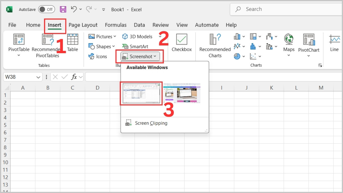 Cách chụp màn hình Excel trực tiếp toàn màn hình bước 1