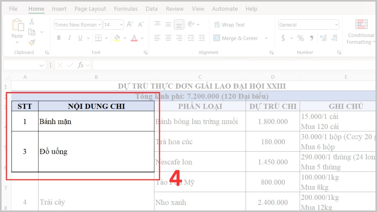 Một trực tiếp một phần màn hình Excel bước 3