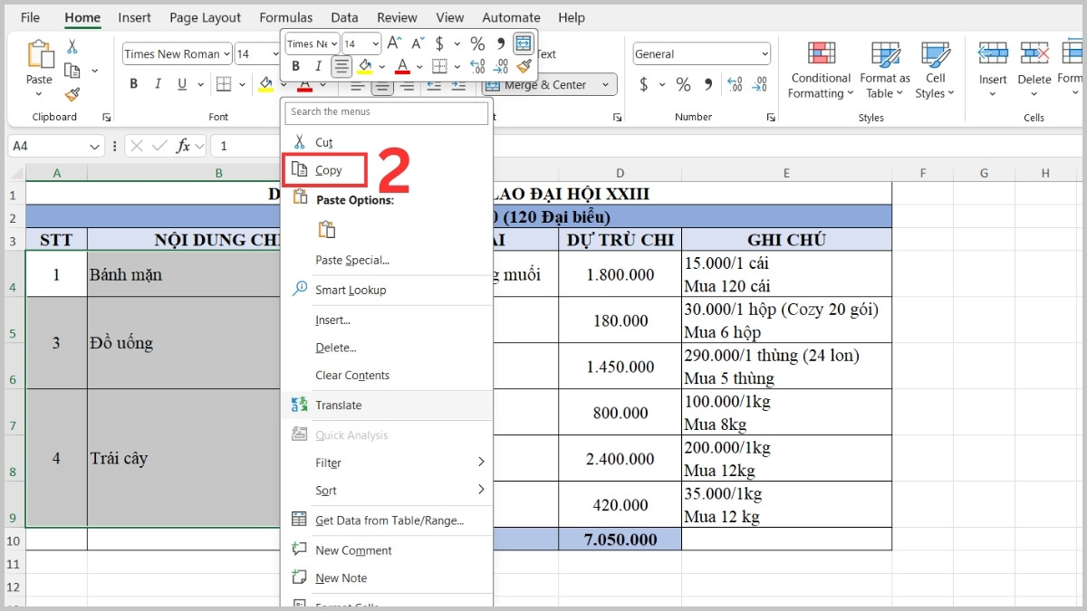 Cách chụp màn hình Excel thành hình ảnh bước 2