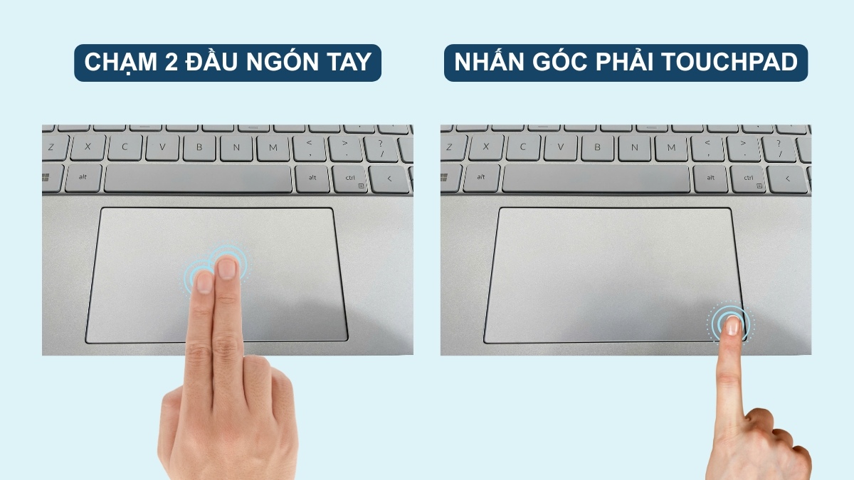 Thao tác cơ bản để click chuột phải trên laptop Dell