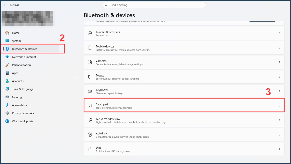 Kiểm tra cài đặt touchpad bước 2