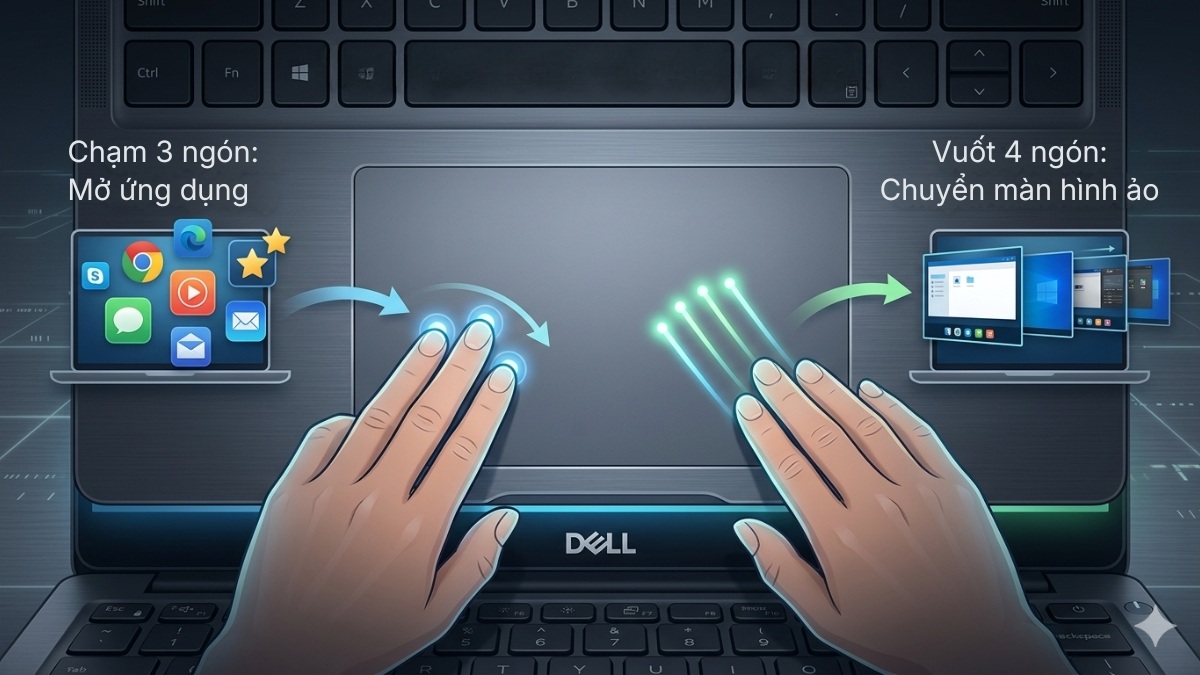 Những cử chỉ nâng cao với chuột phải trên laptop Dell