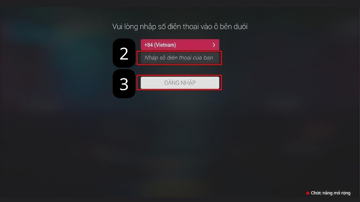 Hướng dẫn cách tạo tài khoản FPT Play trên tivi bước 2