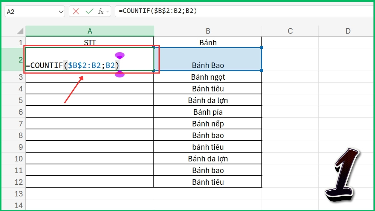 Đánh số thứ tự trong Excel bằng hàm ROW () -1 bước 3