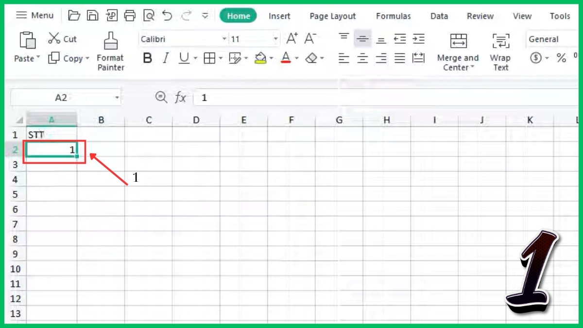 Đánh số thứ tự trong Excel bằng cách kéo chuột bước 3