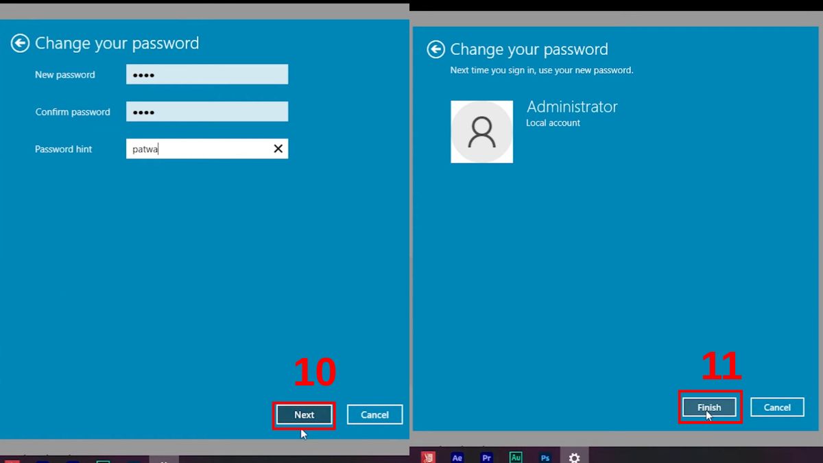 Hoàn thành thiết lập mật khẩu mới cho laptop DELL