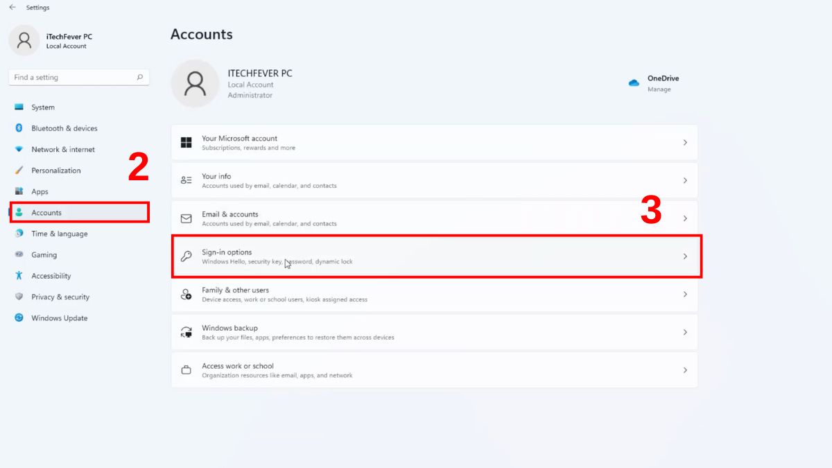 Truy cập mục tài khoản đăng nhập trên laptop DELL