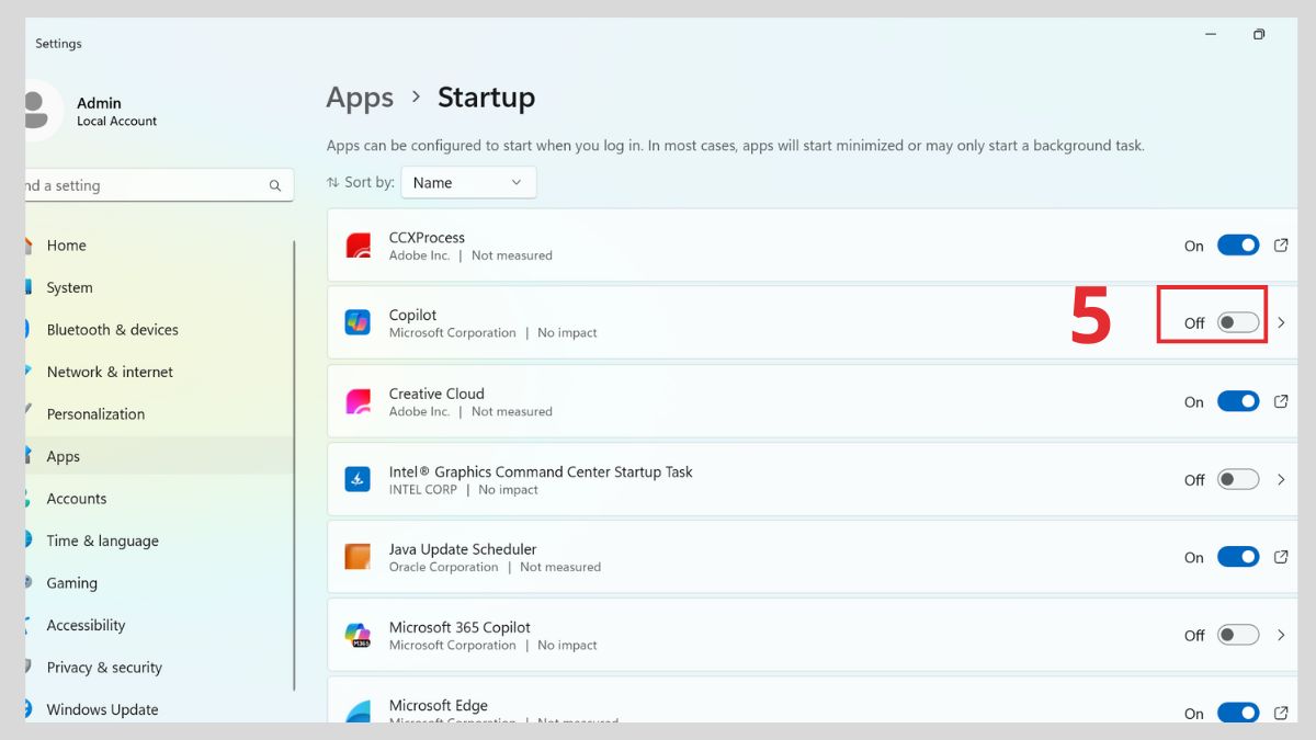 Cách tắt các ứng dụng khởi động cùng Windows bước 3
