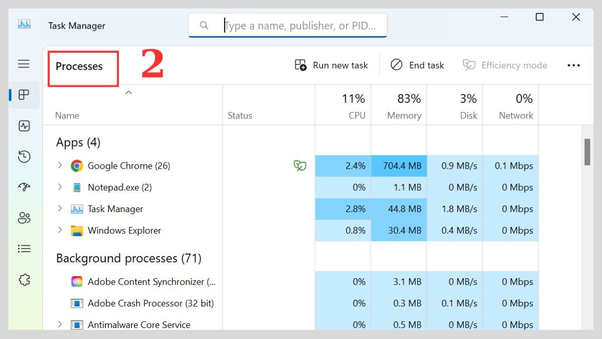 Tắt các ứng dụng chạy ngầm và ứng dụng khởi động cùng Windows bước 2