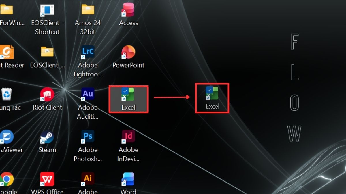 Kéo thả icon trực tiếp bằng chuột