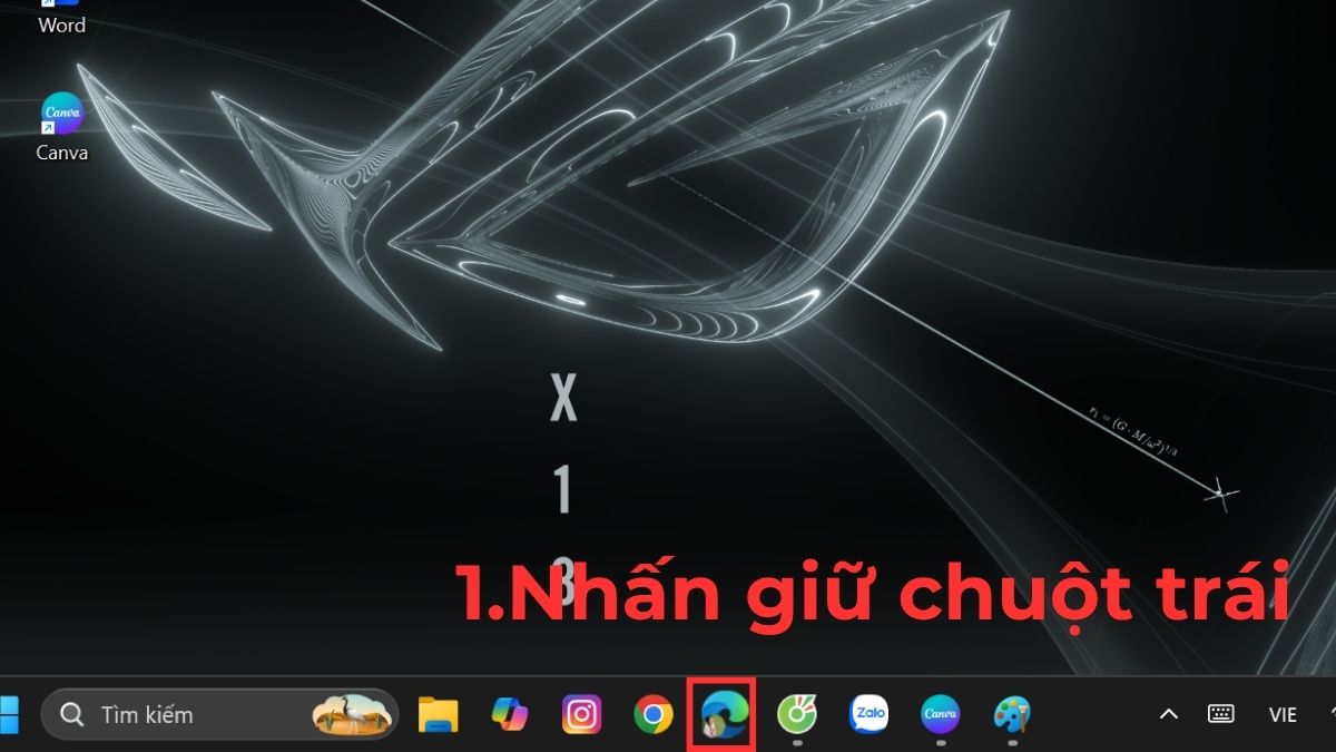 Di chuyển ứng dụng trên Taskbar bước 1