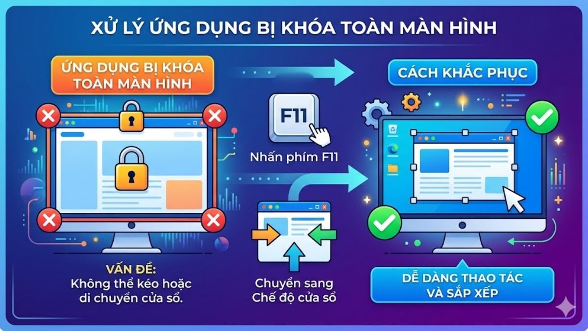 Ứng dụng bị khóa ở chế độ toàn màn hình và cách sửa lỗi