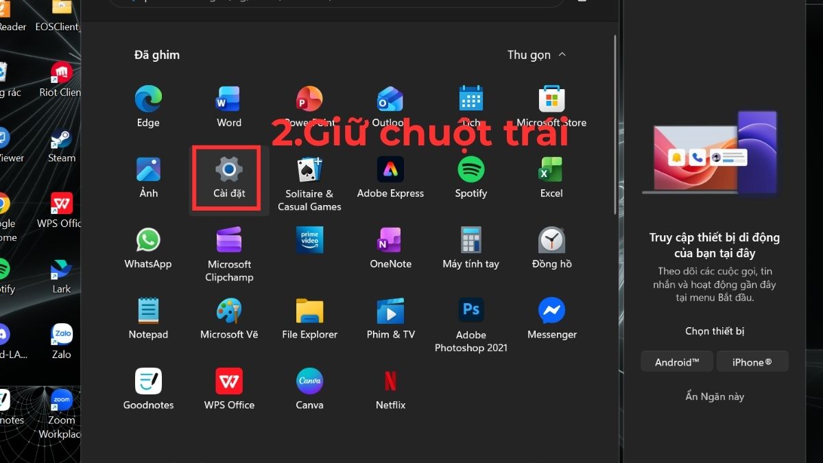 Di chuyển ứng dụng trong Start Menu bước 2