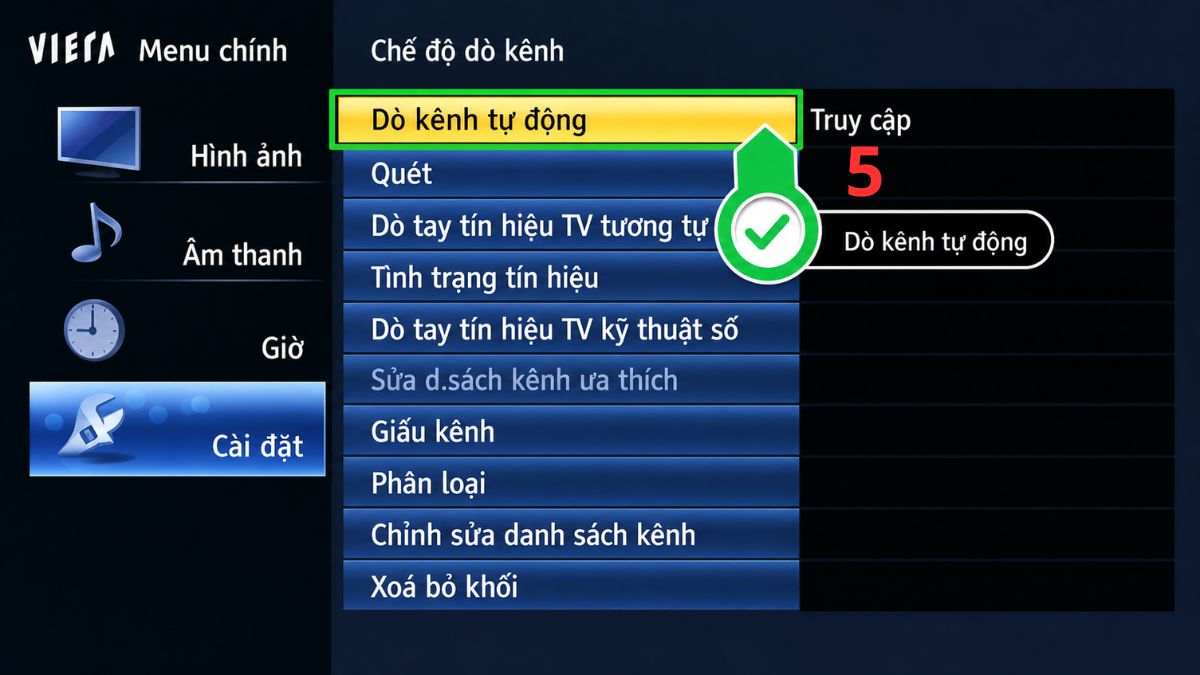 Cách dò kênh tự động bước 3