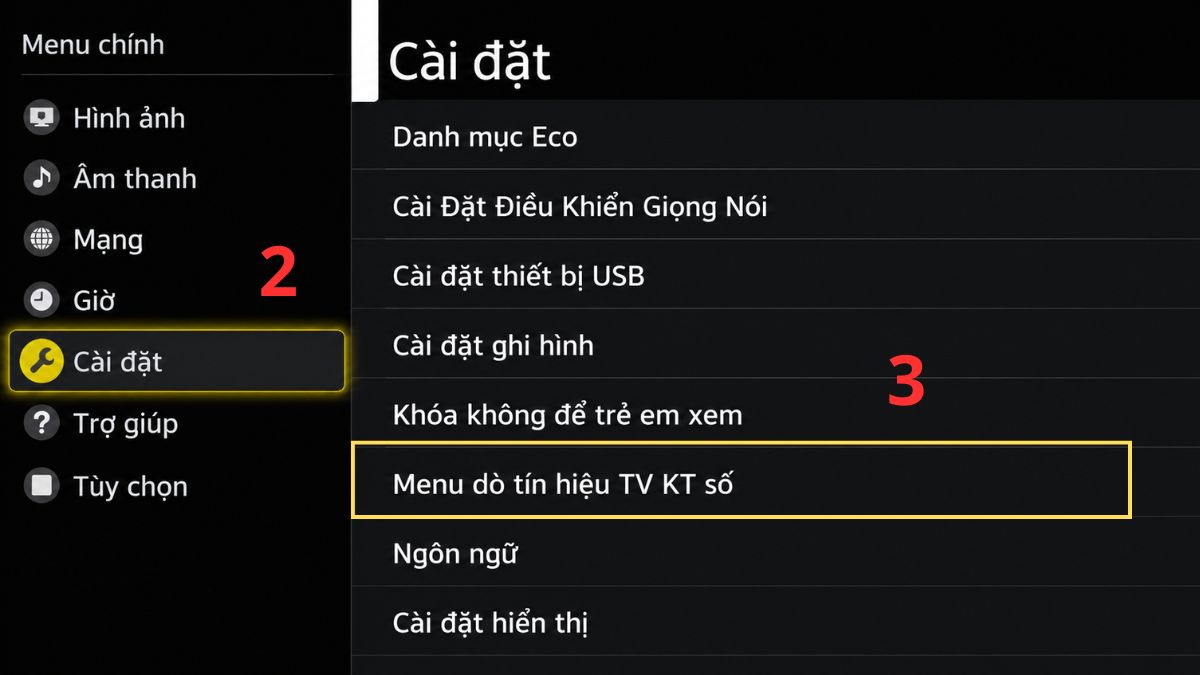 Cách dò kênh thủ công trên tivi Samsung bước 2