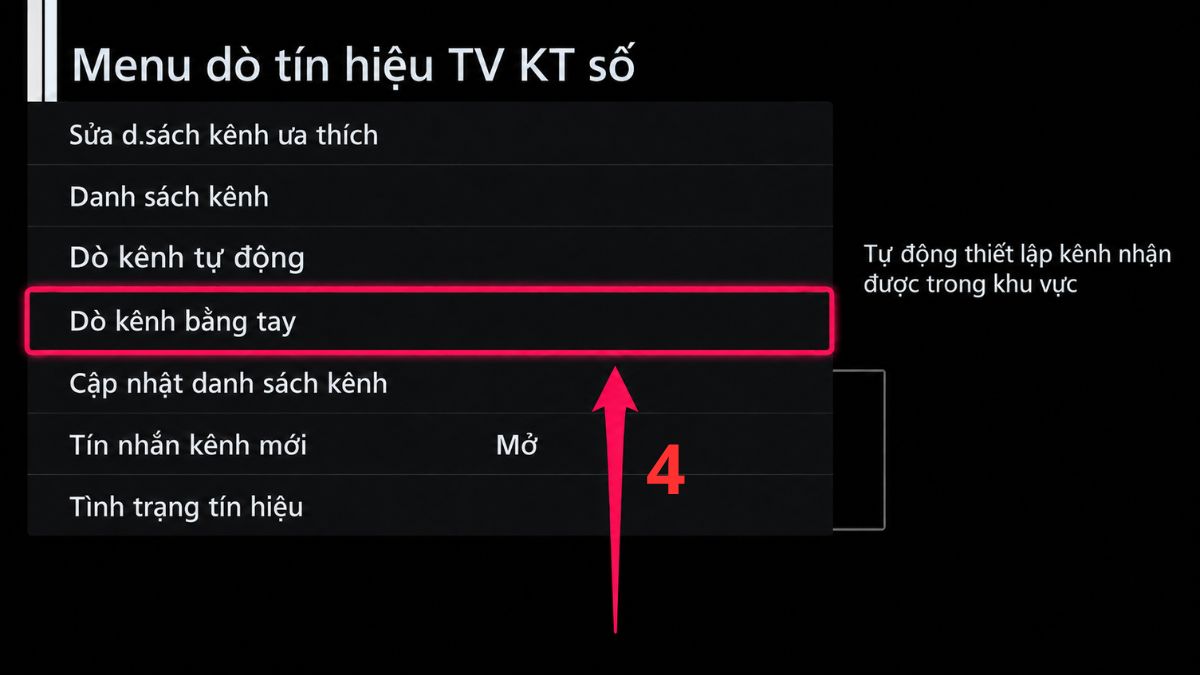 Cách dò kênh thủ công trên tivi Samsung bước 3