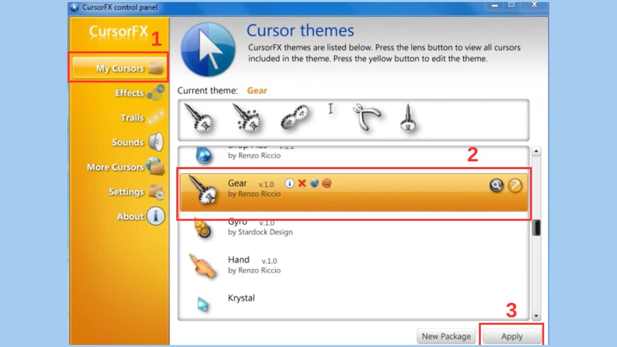 Cách thay con trỏ chuột máy tính bằng phần mềm CursorFX bước 1