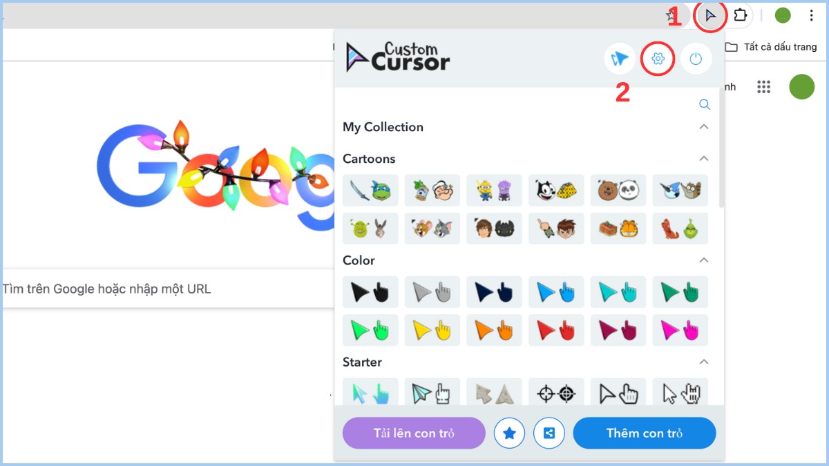 Thay đổi biểu tượng chuột bằng cách sử dụng Web bước 1