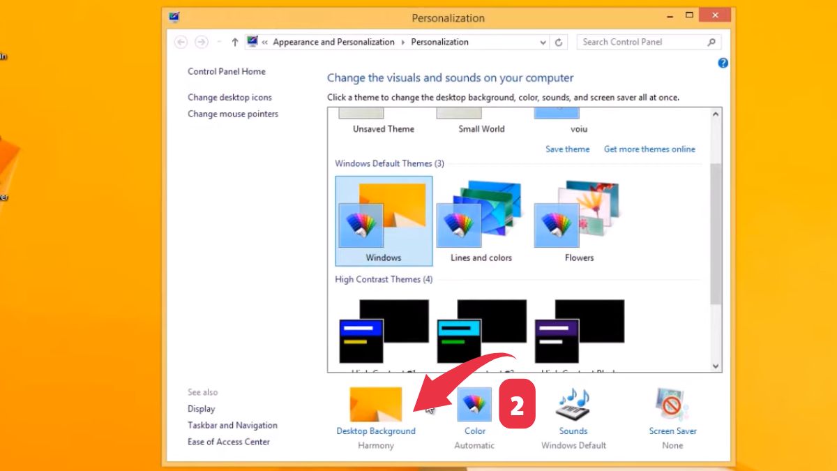 Đổi hình nền máy tính Win 8 thông qua Settings bước 2