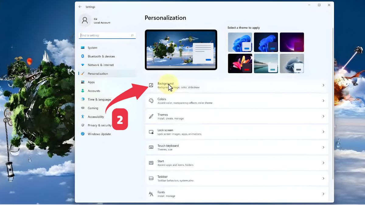Đổi hình nền máy tính bằng Settings Win 11 bước 2