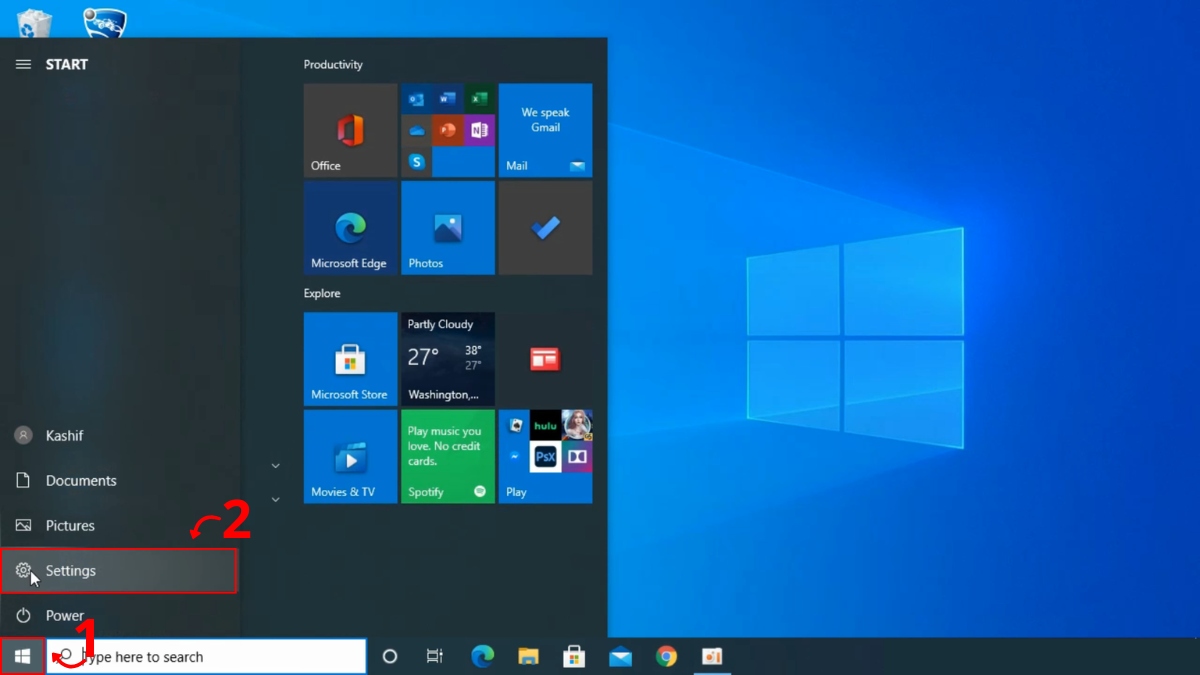 Cách đổi mật khẩu laptop Dell qua Settings bước 1