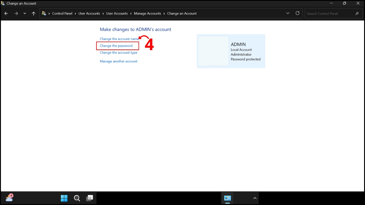 Đổi mật khẩu tài khoản Local trên Windows 11 bước 4